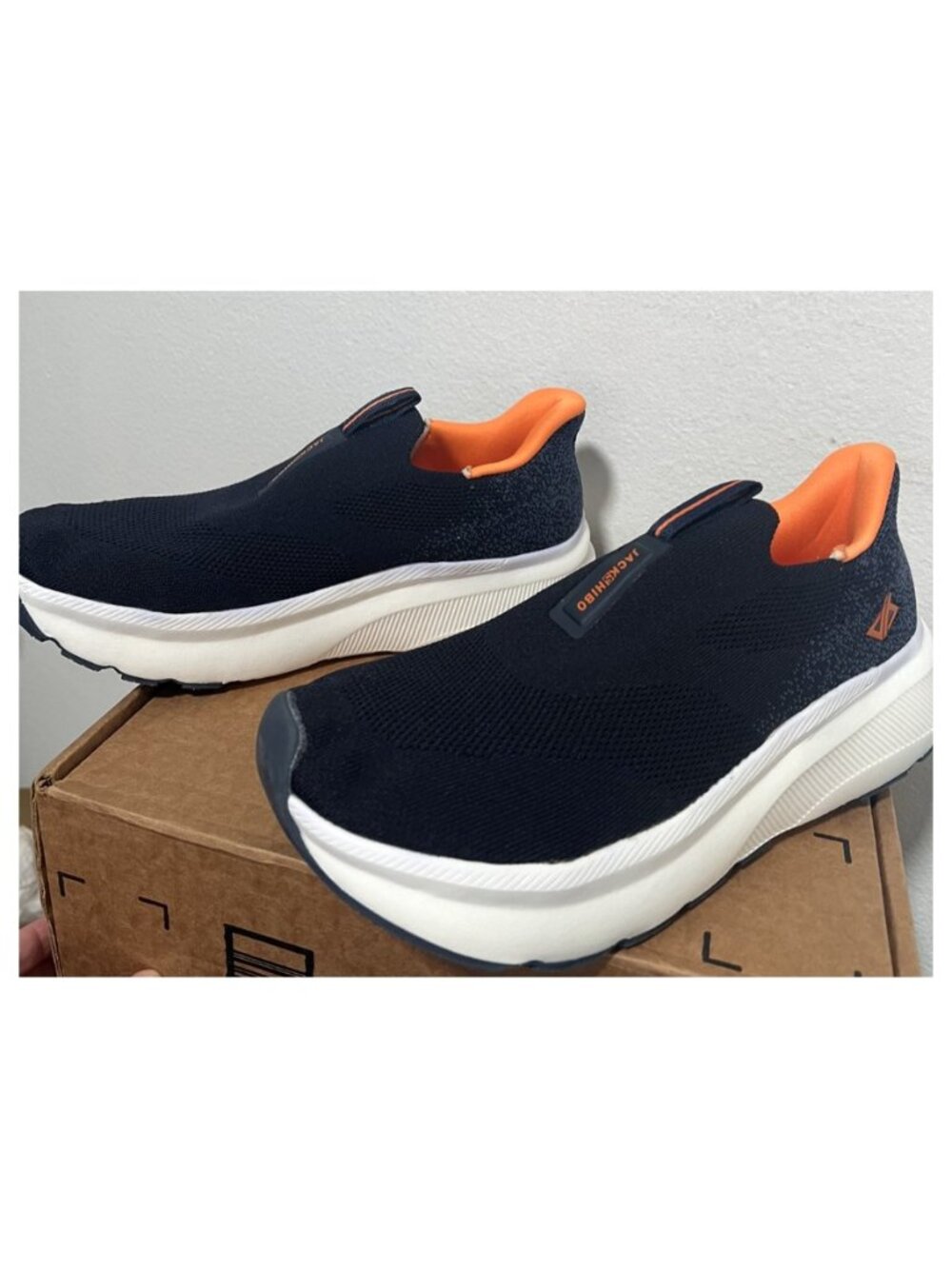 Jackshibo Mens Size 10.5 Breathable Fabric SlipOn Hands Free Comfort Shoes Ortho